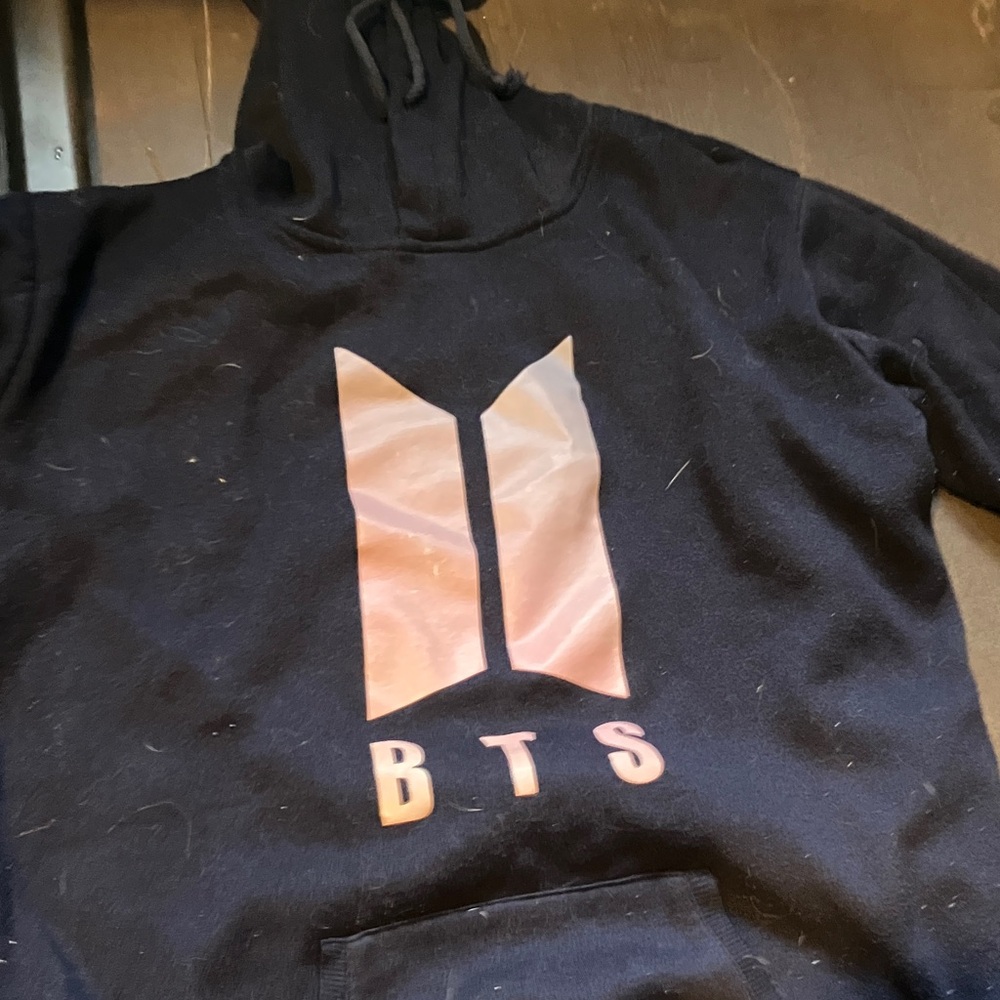 Black BTS Hoodie with Pink Logo